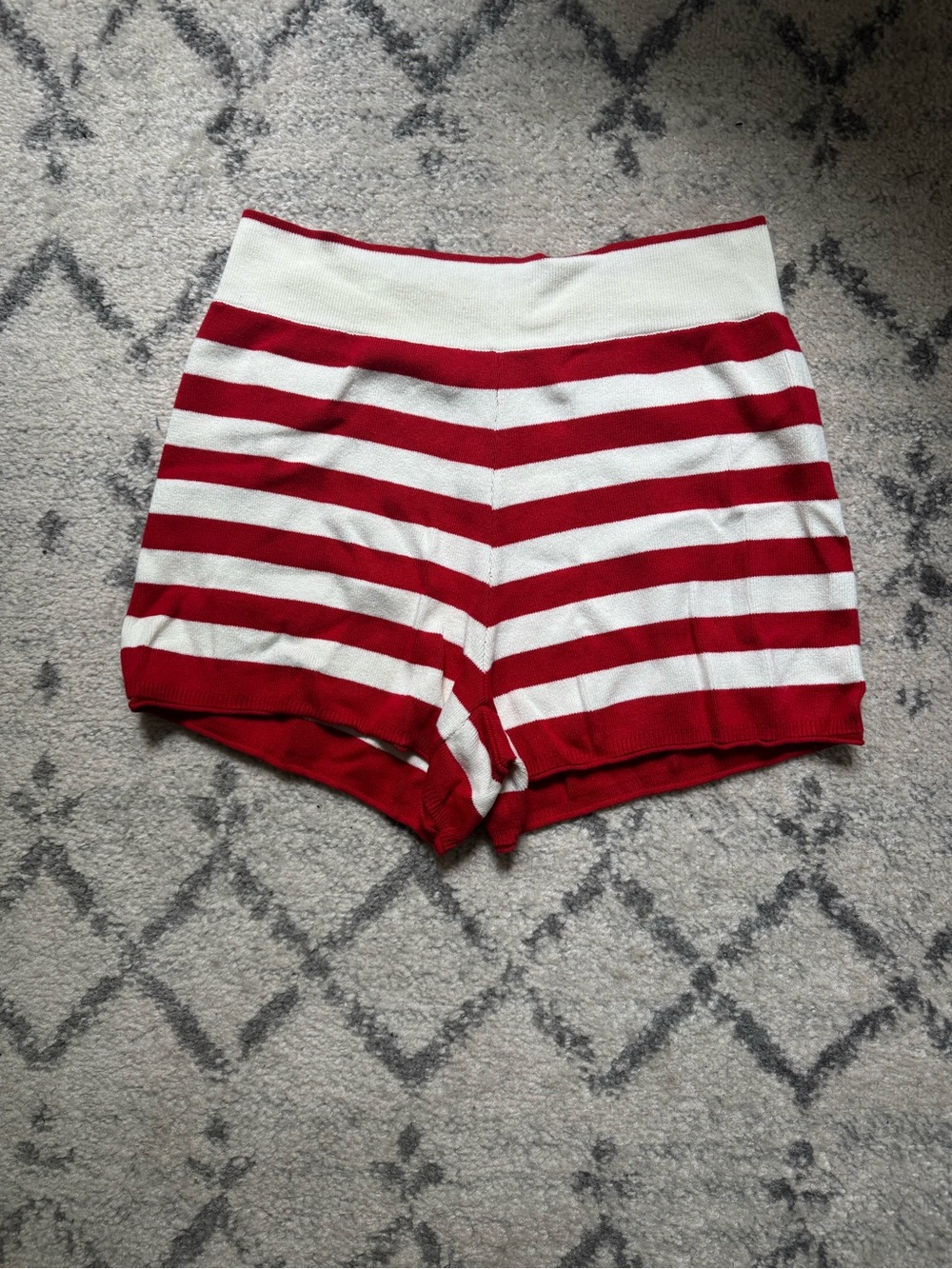 Double Zero Red and White Striped High Waist Knit Shorts